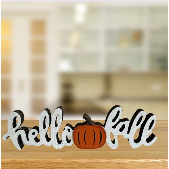 Festive Hello Fall Wooden Sign, Rustic Wood Pumpkin Decor or Tabletop Runner - Picture 3 of 6